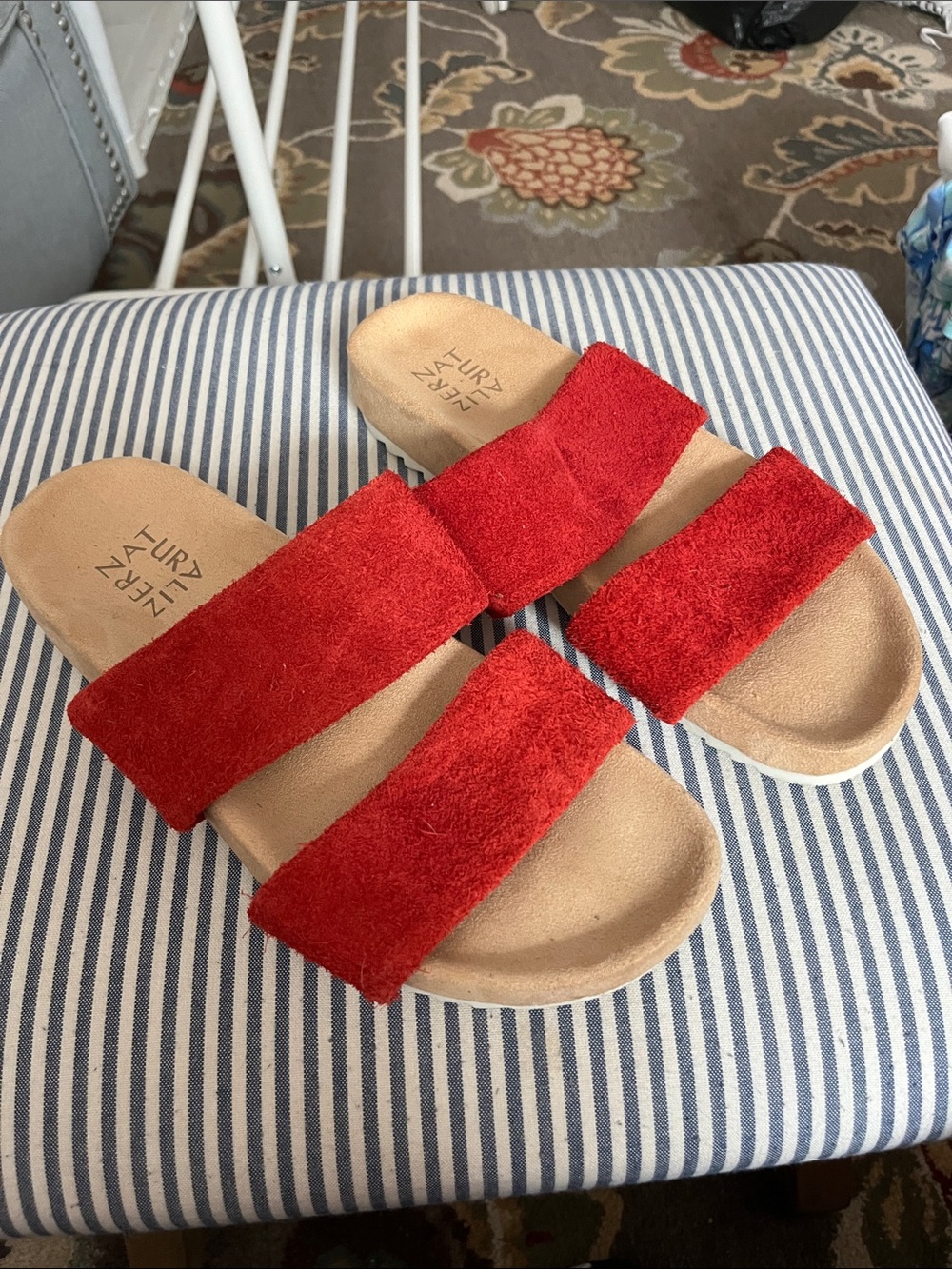 Naturalizer Amabella Red Suede Slip-On sandal
